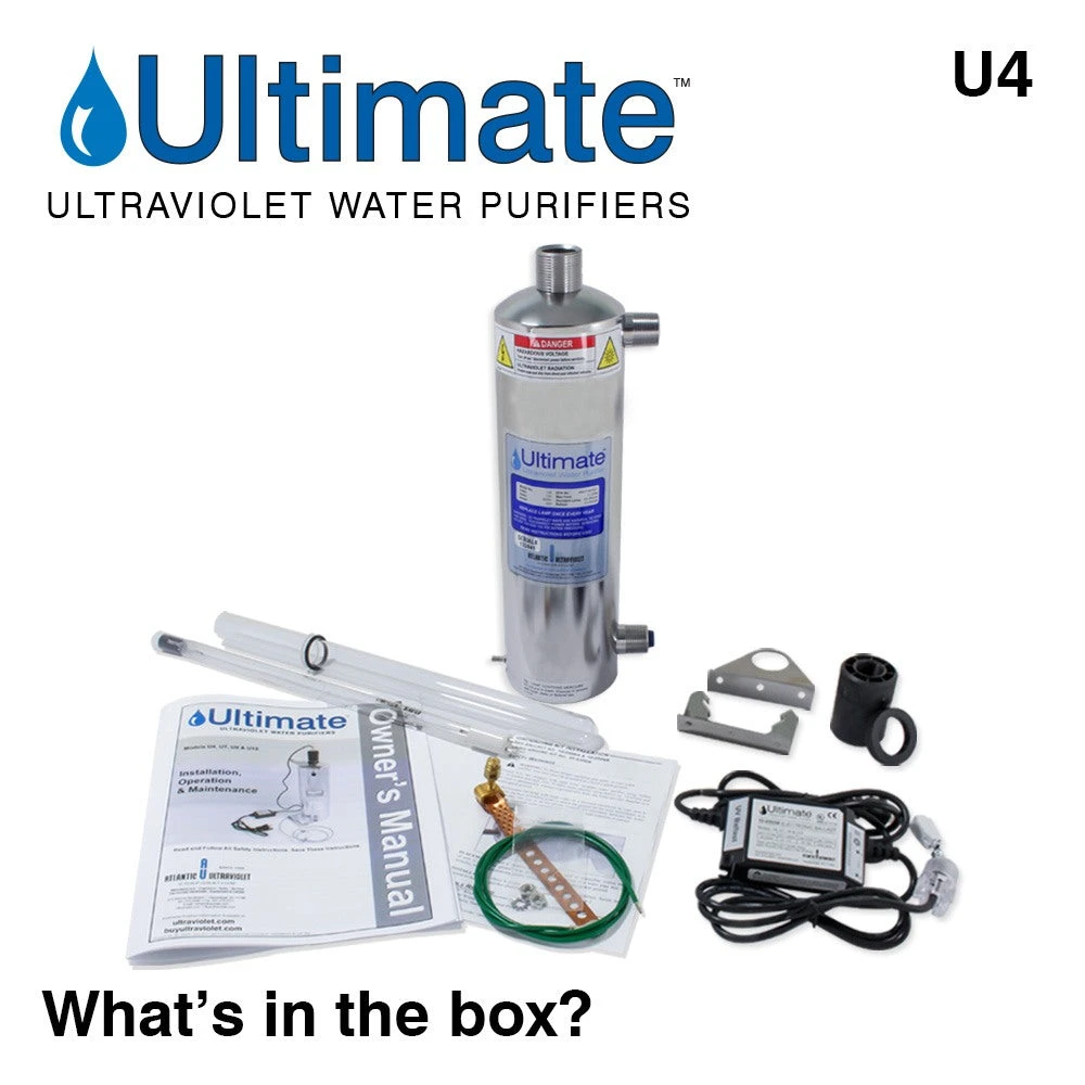 Ultimate U4 Ultraviolet UVC Water Purifier - 4 GPM - 3/4" NPT Inlet/Outlet - Vertical Mount(Ultimate ultraviolet water purifiers 4 gpm lamp quartz sleeve included) Ultimate U4 Ultraviolet UVC Water Purifier - 4 GPM - 3/4" NPT Inlet/Outlet - Vertical Mount(Ultimate Ultraviolet Water Purifiers 4 Gpm Lamp Quartz Sleeve Included) -Cook & Bathe 0836bcc062b73d9d854f14857813