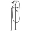 Brodware Neu England Bath Mixer With Hand Shower & White Porcelain Lever Durobrite Chrome