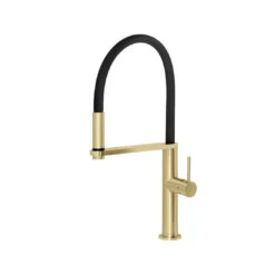 Phoenix Blix Flexible Hose Sink Mixer Round Brushed Gold