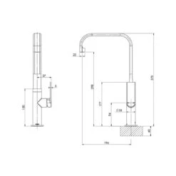 Phoenix Teel Sink Mixer 200mm Squareline Chrome -Cook & Bathe 118 7300 00 SpecSheet Web