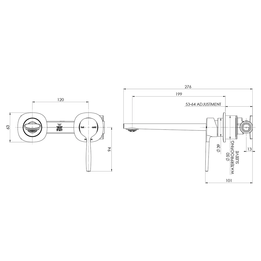 Phoenix Vask SwitchMix Wall Basin/Bath Mixer Set Brushed Gold (Complete Kit) Phoenix Vask SwitchMix Wall Basin/Bath Mixer Set Brushed Gold (Complete Kit) -Cook & Bathe 139 2810 00 1 spec 2