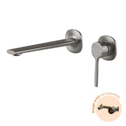 Phoenix Vask SwitchMix Wall Basin/Bath Mixer Set Brushed Carbon (Fit-Off Kit Only)