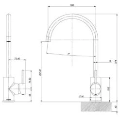 Phoenix Pina Sink Mixer 200mm Gooseneck, Brushed Nickel - 6 Star - Lead Free -Cook & Bathe 153 7331 00 1 spec 1