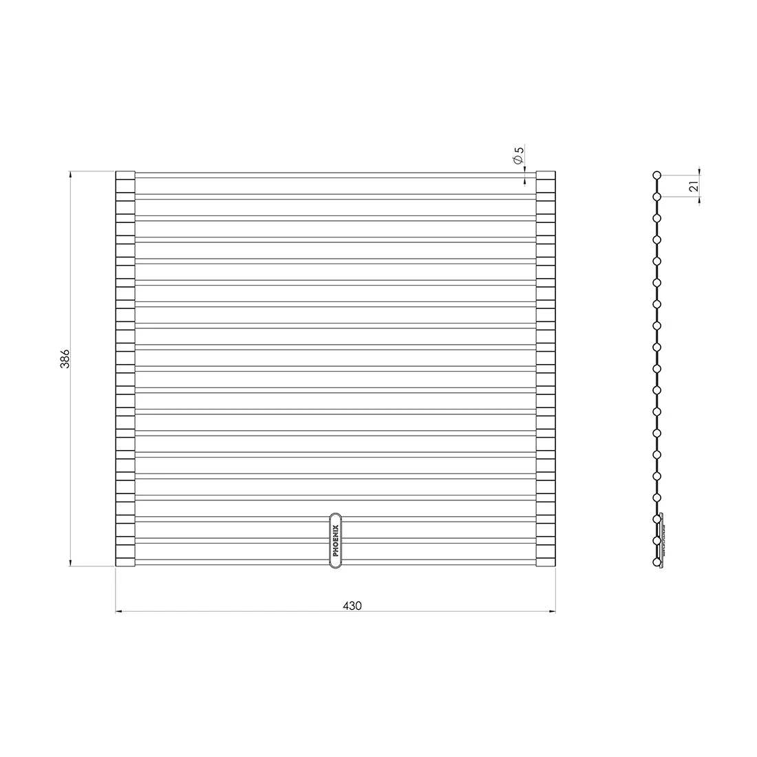 Phoenix Roller Mat Stainless Steel Phoenix Roller Mat Stainless Steel -Cook & Bathe 340 8570 51 Spec Web