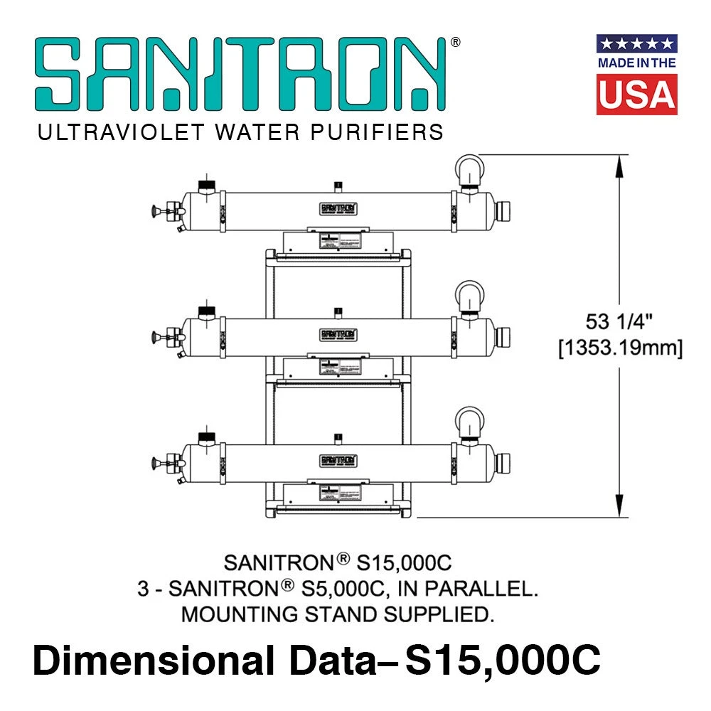 Sanitron S15,000C UVC Water Purifier - 250 GPM - 2" NPT Inlet/Outlet - Multi-Chamber(Sanitron uv water purifiers 250 gpm multi chamber models lamps quartz sleeves included) Sanitron S15,000C UVC Water Purifier - 250 GPM - 2" NPT Inlet/Outlet - Multi-Chamber(Sanitron Uv Water Purifiers 250 Gpm Multi Chamber Models Lamps Quartz Sleeves Included) -Cook & Bathe 50edfb449cfba87bdb219361ef25