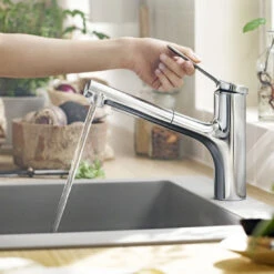 Hansgrohe Zesis M33 Single Lever Kitchen Mixer 150, Pull-Out Spray, 2jet Chrome -Cook & Bathe 74800003 Lifesyle1 Web e6c5da24 e73e 4dd6 9263 0b0401dba7d3