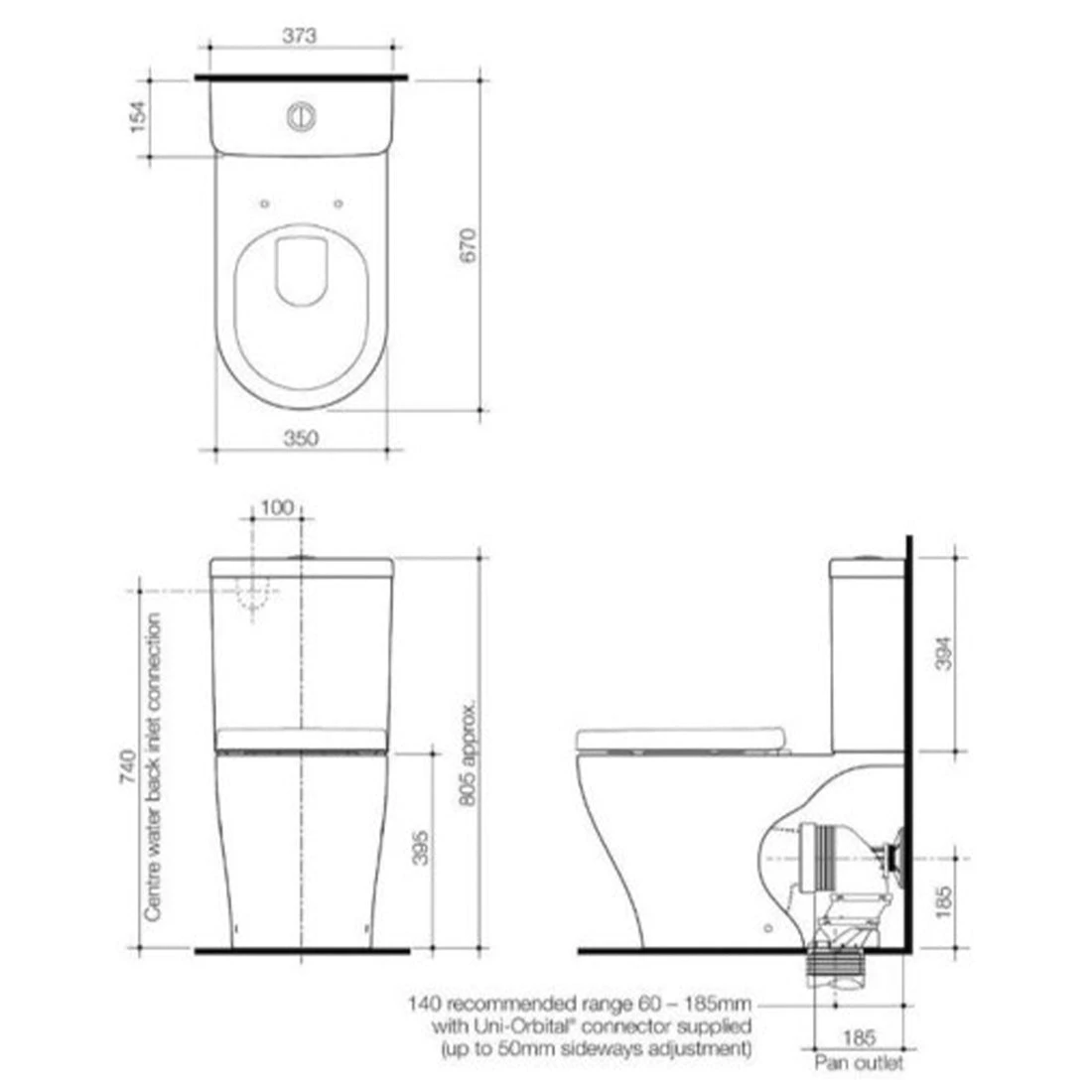 Caroma Luna Wall Faced Toilet Suite - Bottom Inlet Caroma Luna Wall Faced Toilet Suite - Bottom Inlet -Cook & Bathe 829710w spec web