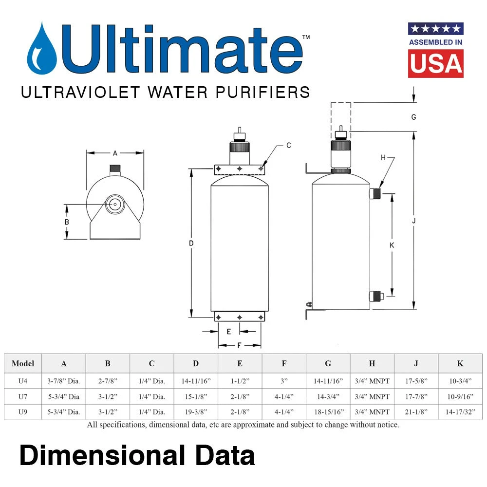 Ultimate U4 Ultraviolet UVC Water Purifier - 4 GPM - 3/4" NPT Inlet/Outlet - Vertical Mount(Ultimate ultraviolet water purifiers 4 gpm lamp quartz sleeve included) Ultimate U4 Ultraviolet UVC Water Purifier - 4 GPM - 3/4" NPT Inlet/Outlet - Vertical Mount(Ultimate Ultraviolet Water Purifiers 4 Gpm Lamp Quartz Sleeve Included) -Cook & Bathe 90f2ff5e34a37fa572f14a65f433 ede18618 9897 4c32 8922 d49720ebd183