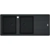 Franke Basis Double Bowl Sink Kit, Matte Black, Right Hand