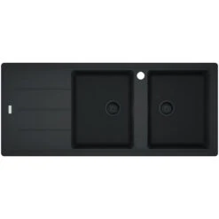 Franke Basis Double Bowl Sink Kit, Matte Black, Left Hand