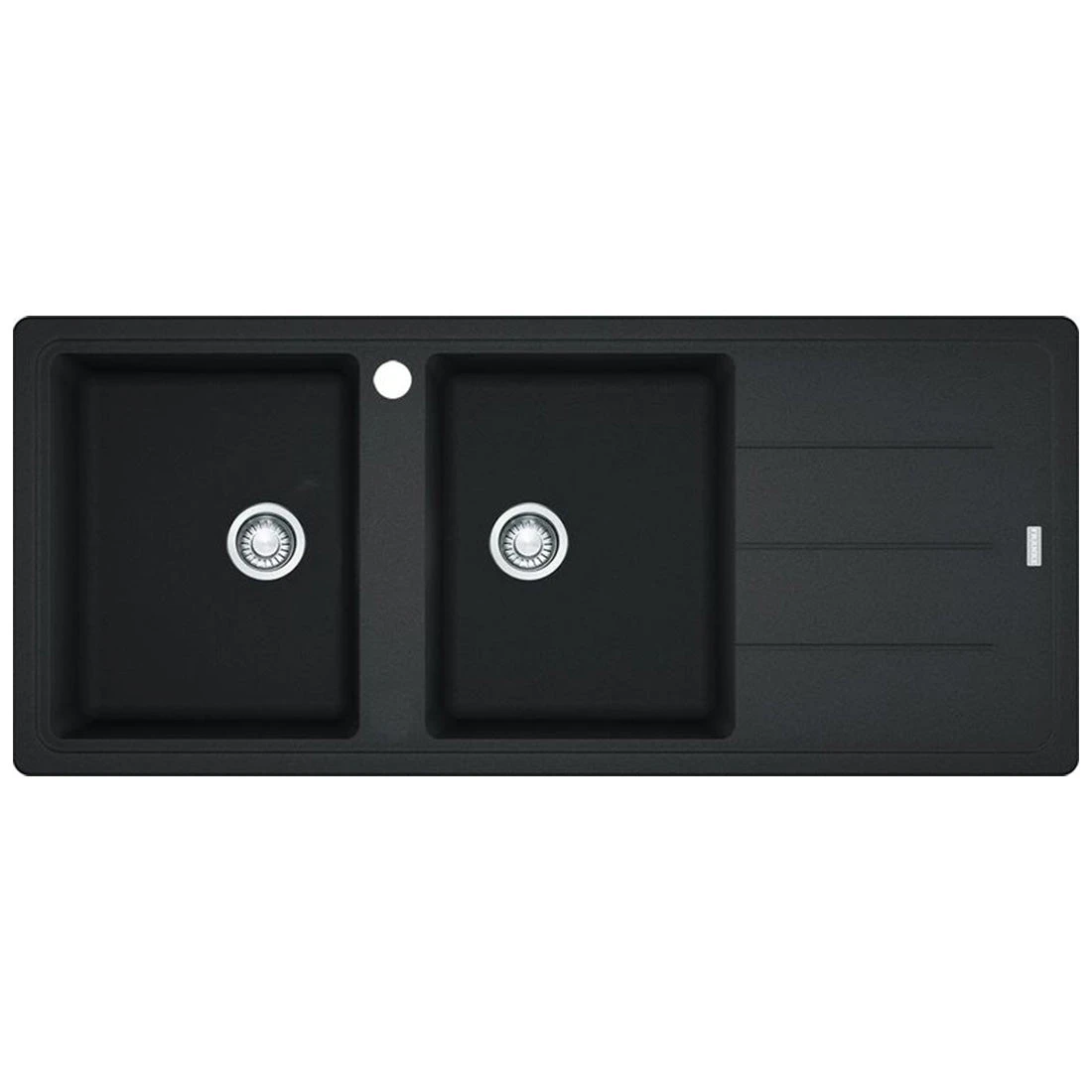 Franke Basis Double Bowl Sink Topmount, Right Hand, Onyx and Franke 'Rollamat' Franke Basis Double Bowl Sink Topmount, Right Hand, Onyx And Franke 'Rollamat' -Cook & Bathe BFG621ONLHD B 2