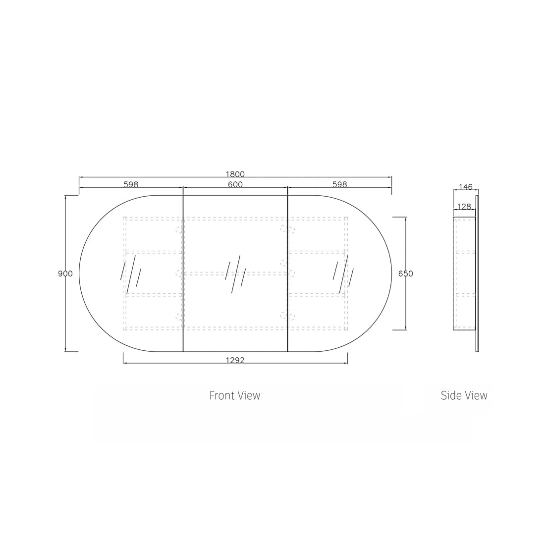 Otti Bondi 1800x900 Shaving Cabinet, Black Oak Otti Bondi 1800x900 Shaving Cabinet, Black Oak -Cook & Bathe BOSV1890B Spec Web