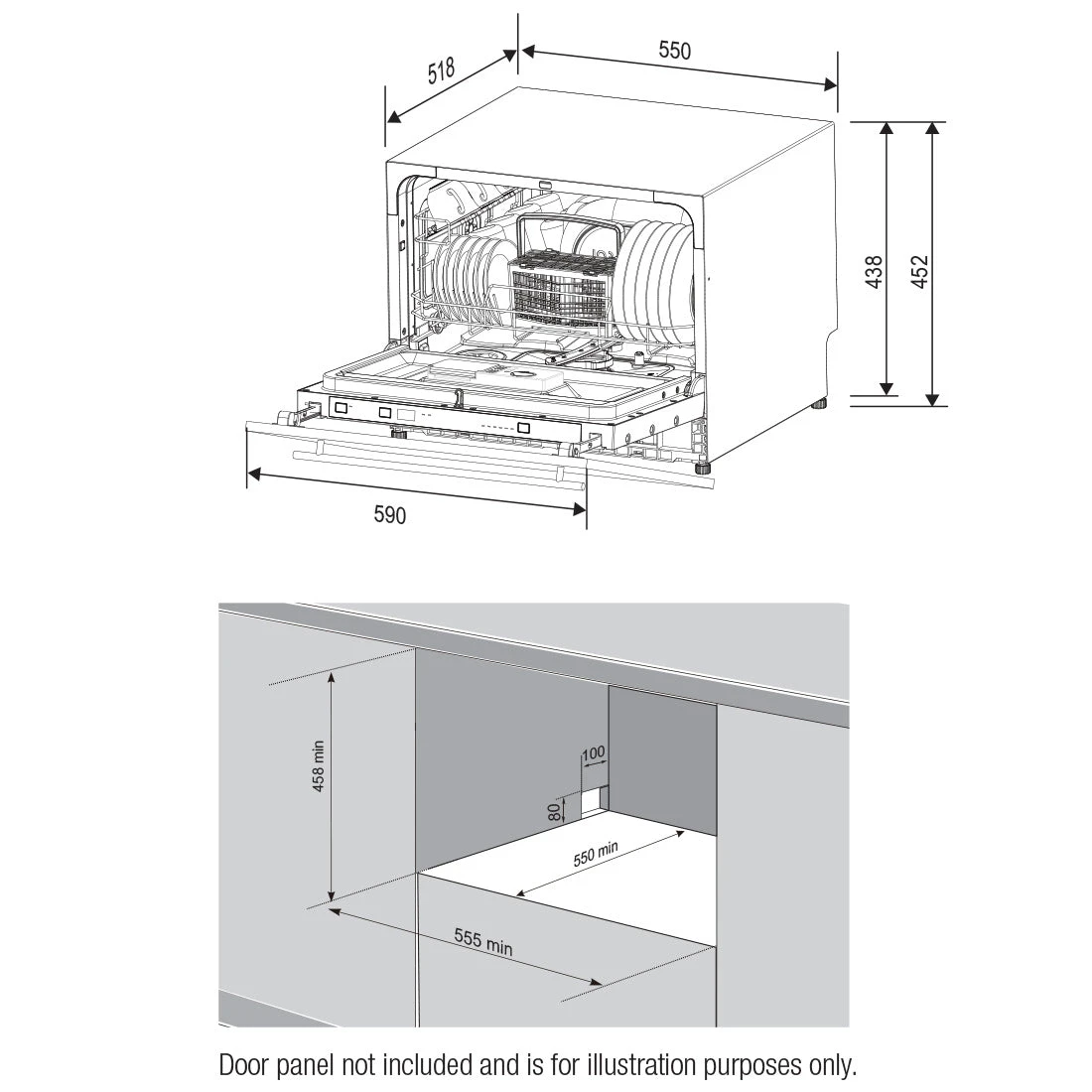 Kleenmaid Fully Integrated Compact Dishwasher Kleenmaid Fully Integrated Compact Dishwasher -Cook & Bathe DW4531 spec web