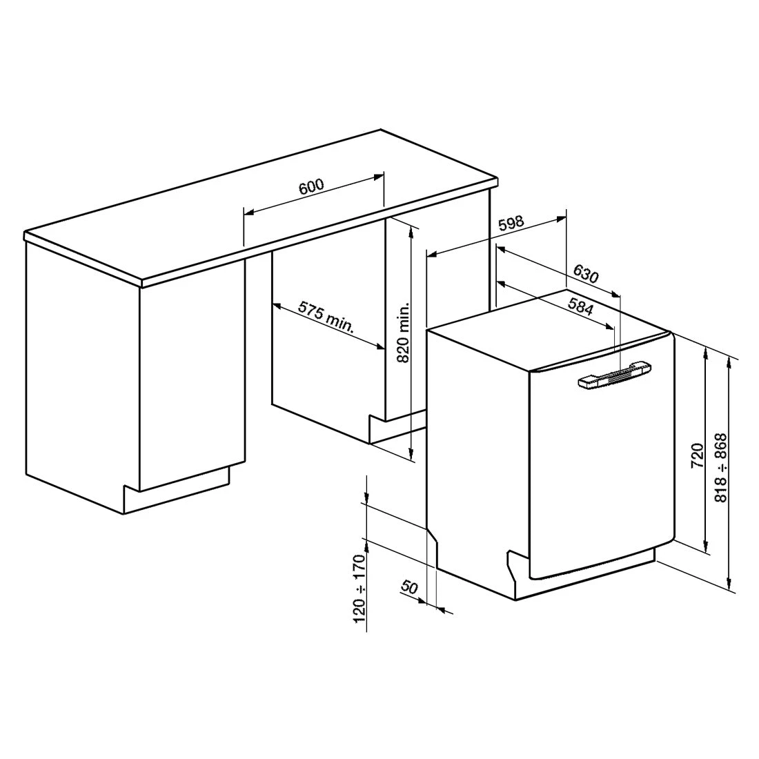 Smeg Built-In Dishwasher Retro Design Red Smeg Built-In Dishwasher Retro Design Red -Cook & Bathe DWIFABB2 spec 3