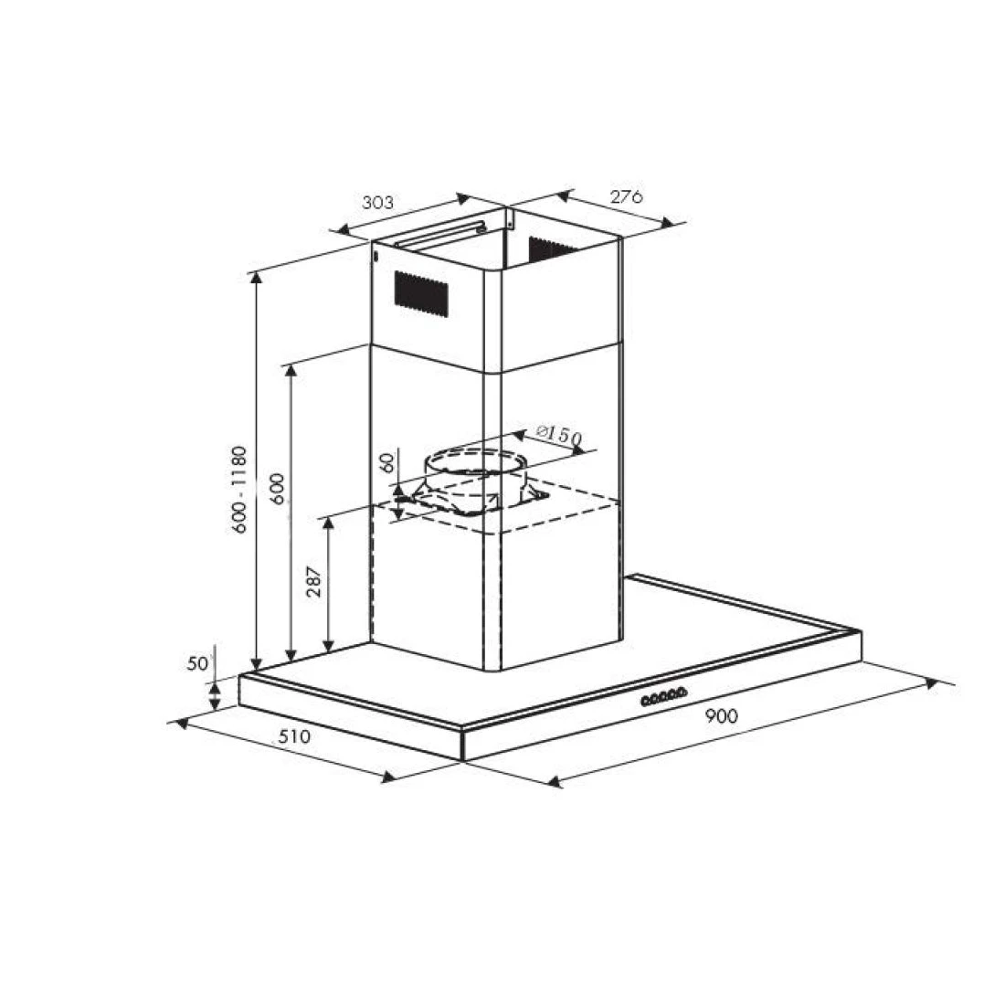 Euro Appliances 90cm Canopy Rangehood Stainless Steel Euro Appliances 90cm Canopy Rangehood Stainless Steel -Cook & Bathe EA90STRS2 spec web