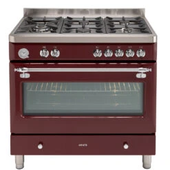 Euro Appliances Dual Fuel Royal Chiantishire Freestanding Oven, Burgundy, 90cm