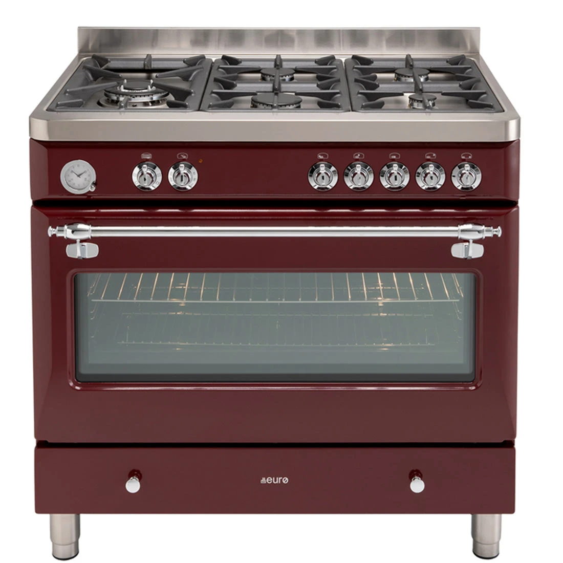 Euro Appliances Dual Fuel Royal Chiantishire Freestanding Oven, Burgundy, 90cm Euro Appliances Dual Fuel Royal Chiantishire Freestanding Oven, Burgundy, 90cm -Cook & Bathe ECSH900BG product web