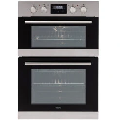 Euro Appliances Electric Double Oven, Black Glass And Stainless Steel, 60cm
