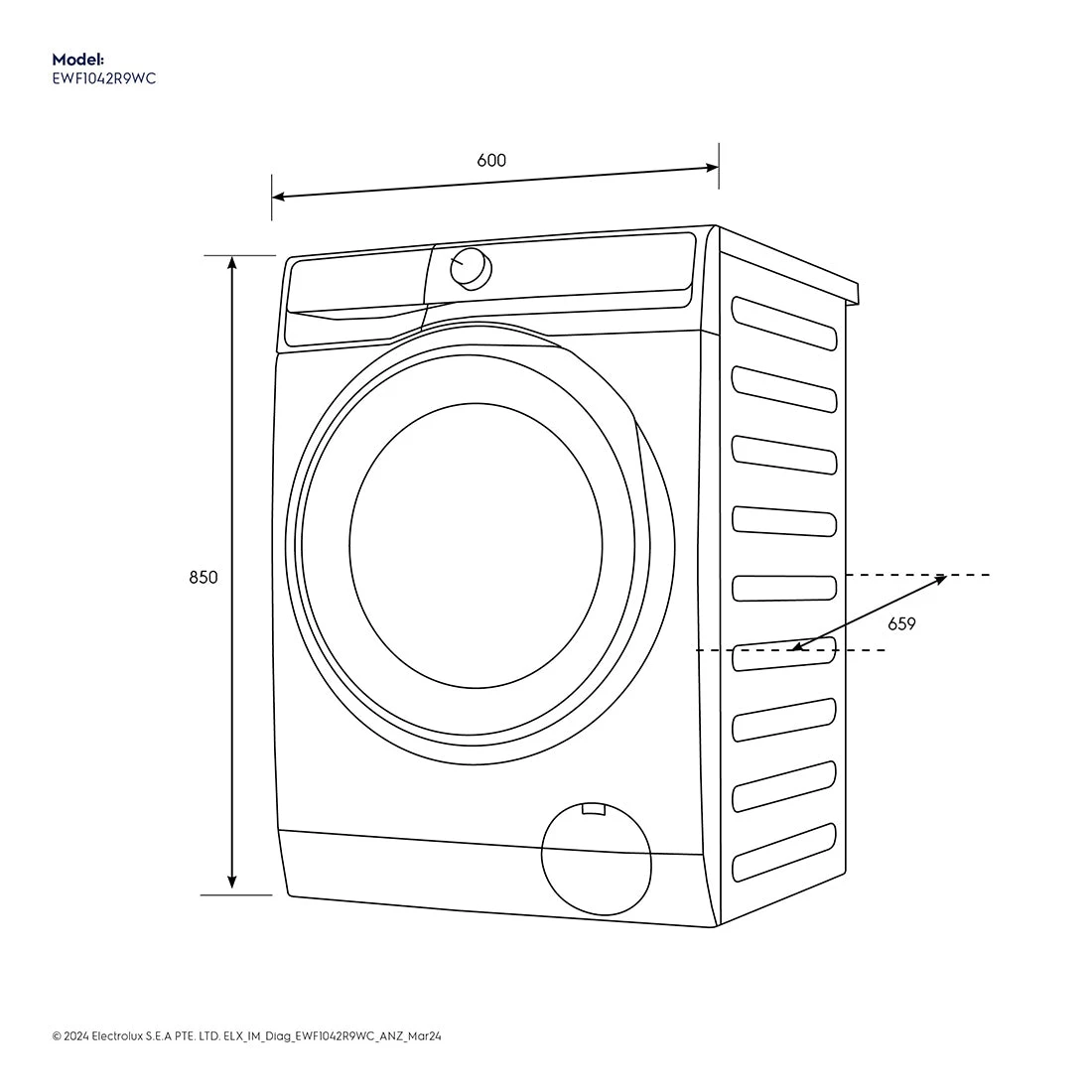 Electrolux 10kg UltimateCare 900 Front Load Washing Machine White Electrolux 10kg UltimateCare 900 Front Load Washing Machine White -Cook & Bathe EWF1042R9WC spec