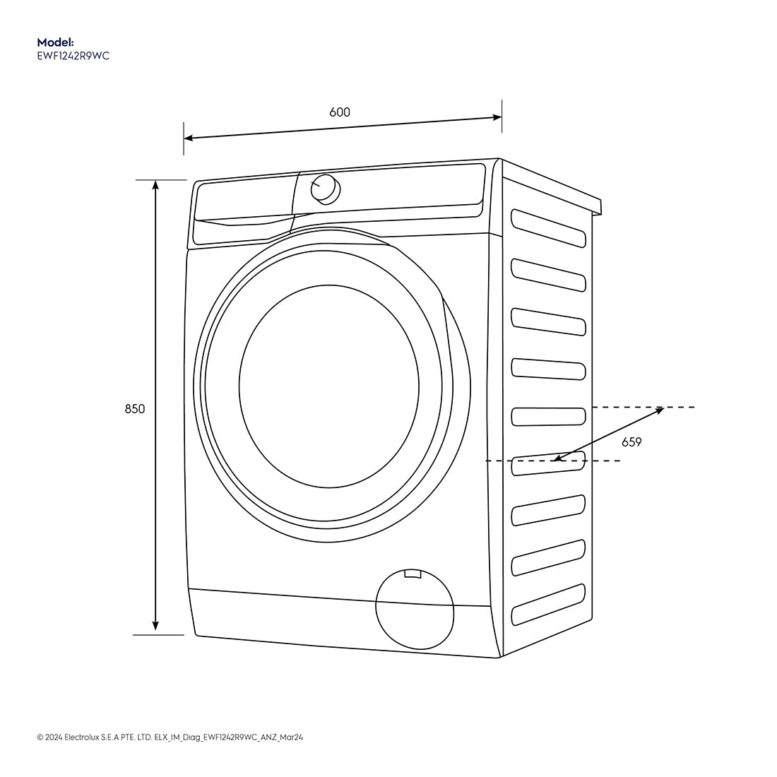 Electrolux 12kg UltimateCare 900 Front Load Washing Machine White Electrolux 12kg UltimateCare 900 Front Load Washing Machine White -Cook & Bathe EWF1242R9WC spec
