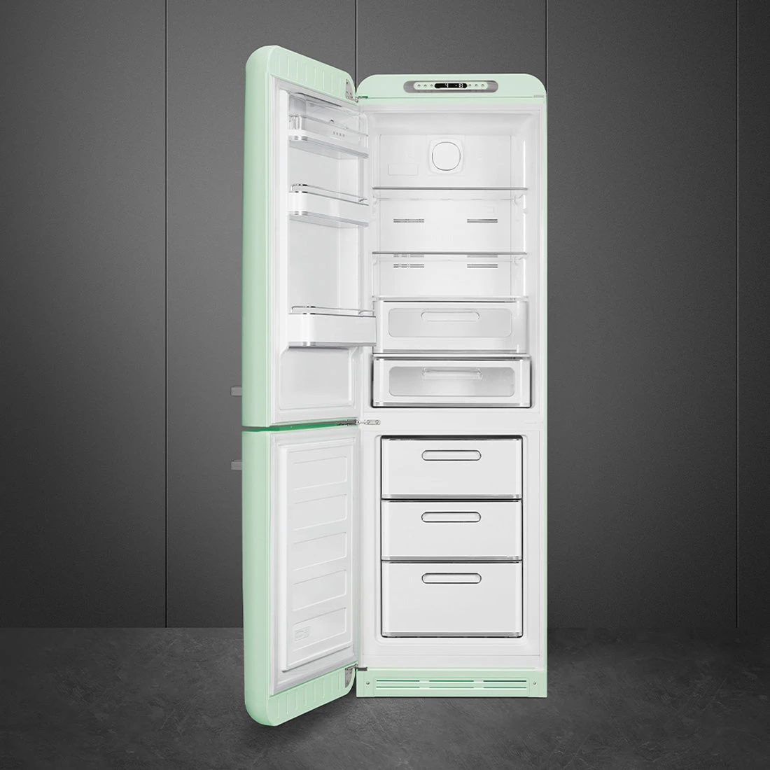 Smeg FAB32 50's Style 331L Retro Refrigerator Left Hand Hinge Pastel Green Smeg FAB32 50's Style 331L Retro Refrigerator Left Hand Hinge Pastel Green -Cook & Bathe FAB32LPG5AU 3