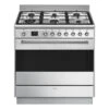 Smeg Classic Freestanding Dual Fuel Pyrolytic Cooker Stainless Steel 90cm