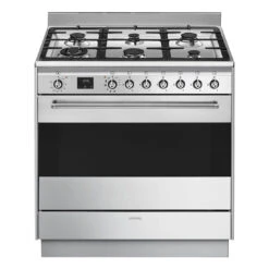 Smeg Classic Freestanding Dual Fuel Pyrolytic Cooker Stainless Steel 90cm