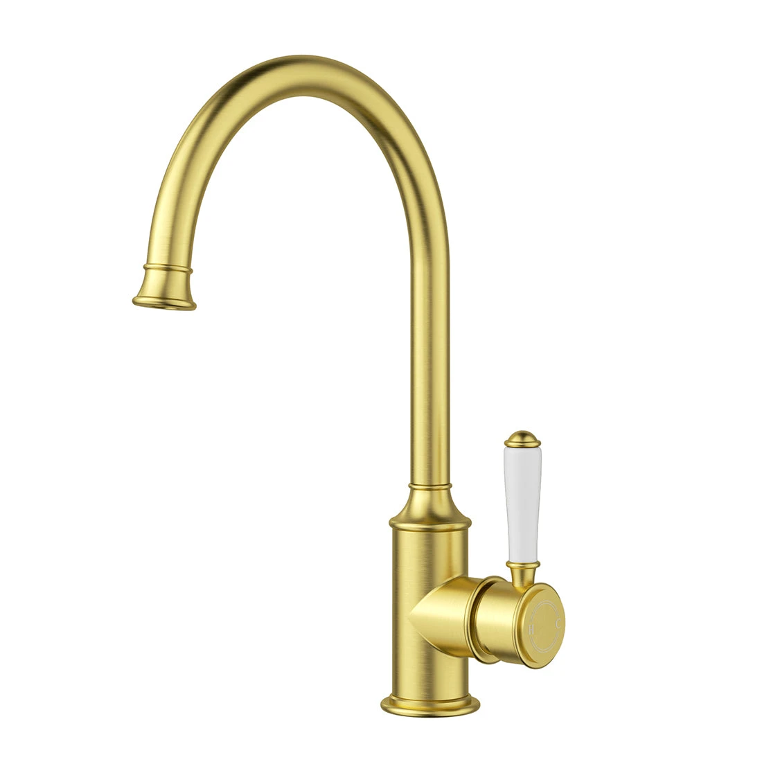 Ikon Clasico Gooseneck Sink Mixer Brushed Gold - Ceramic Handle Ikon Clasico Gooseneck Sink Mixer Brushed Gold - Ceramic Handle -Cook & Bathe HYB868 101A BG