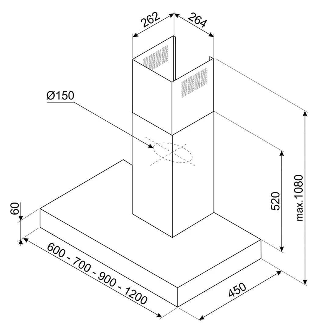 Smeg Wall Mount T-Shape Canopy Rangehood Gloss Black 90cm Smeg Wall Mount T-Shape Canopy Rangehood Gloss Black 90cm -Cook & Bathe KBTAU900MNE spec web 1