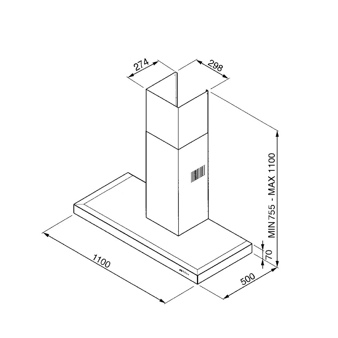 Smeg 110cm Victoria Wallmount T-Shape Rangehood Cream Smeg 110cm Victoria Wallmount T-Shape Rangehood Cream -Cook & Bathe KSE110AP9 spec