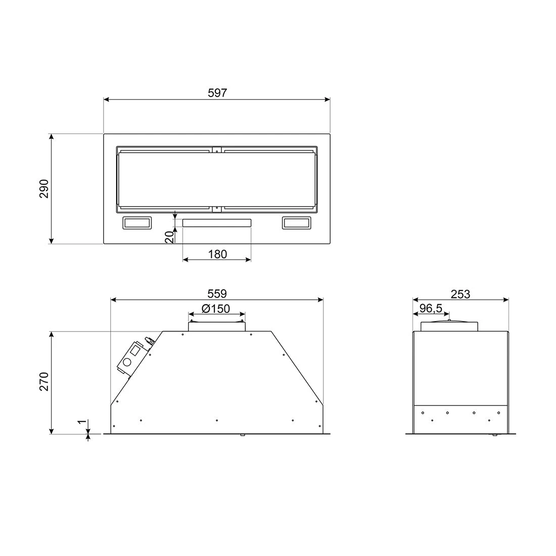 Smeg Universale Integrated Rangehood 60cm Matte Black Smeg Universale Integrated Rangehood 60cm Matte Black -Cook & Bathe KSGAU6P4MB spec web