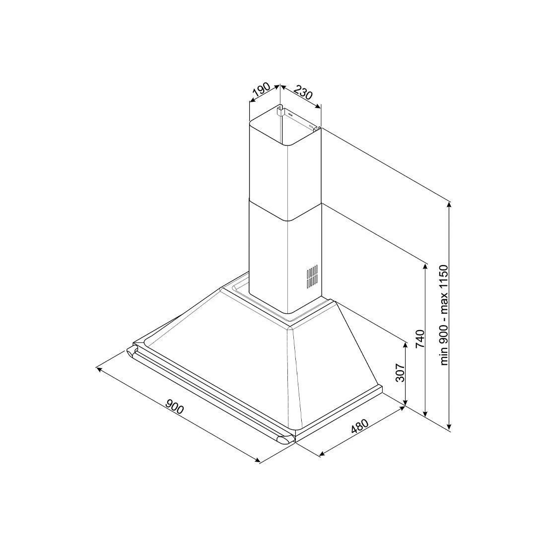 Smeg 90cm Victoria Wallmount Canopy Rangehood Cream Smeg 90cm Victoria Wallmount Canopy Rangehood Cream -Cook & Bathe KT90PA spec