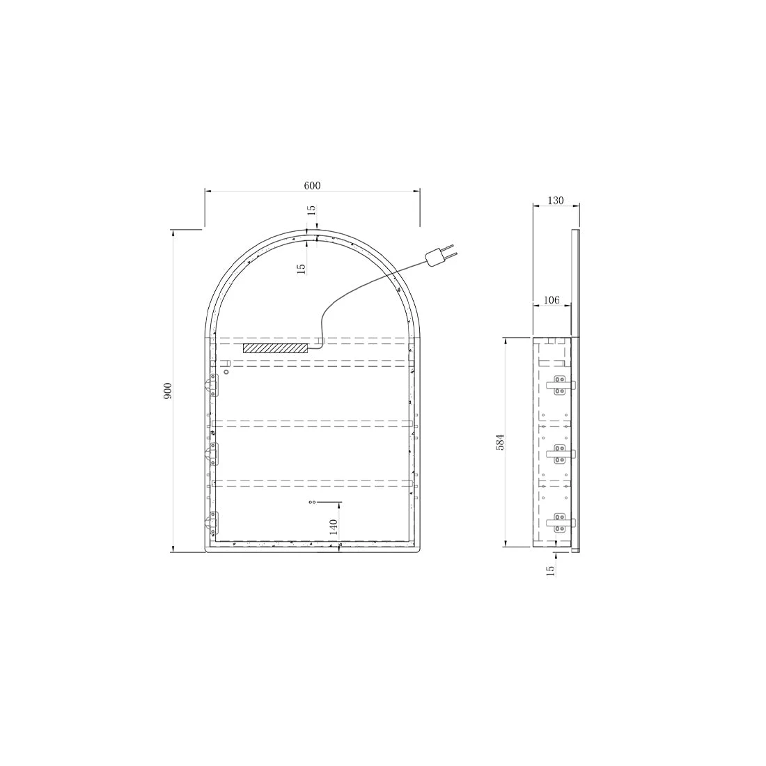 Otti LED Archie 900x600mm Natural Oak Shaving Cabinet - Premium Edition Otti LED Archie 900x600mm Natural Oak Shaving Cabinet - Premium Edition -Cook & Bathe LED ARSV9060N Spec Web