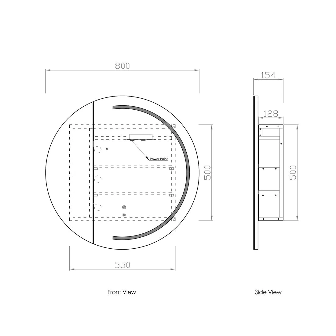 Otti LED London 800mm White Shaving Cabinet - Premium Edition Otti LED London 800mm White Shaving Cabinet - Premium Edition -Cook & Bathe LED RSV800 VP spec