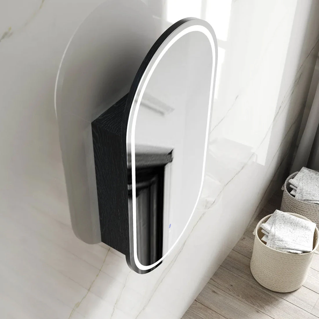 Otti LED Noosa 900x450mm Black Oak Shaving Cabinet - Premium Edition Otti LED Noosa 900x450mm Black Oak Shaving Cabinet - Premium Edition -Cook & Bathe LED SOV9045B VP 2