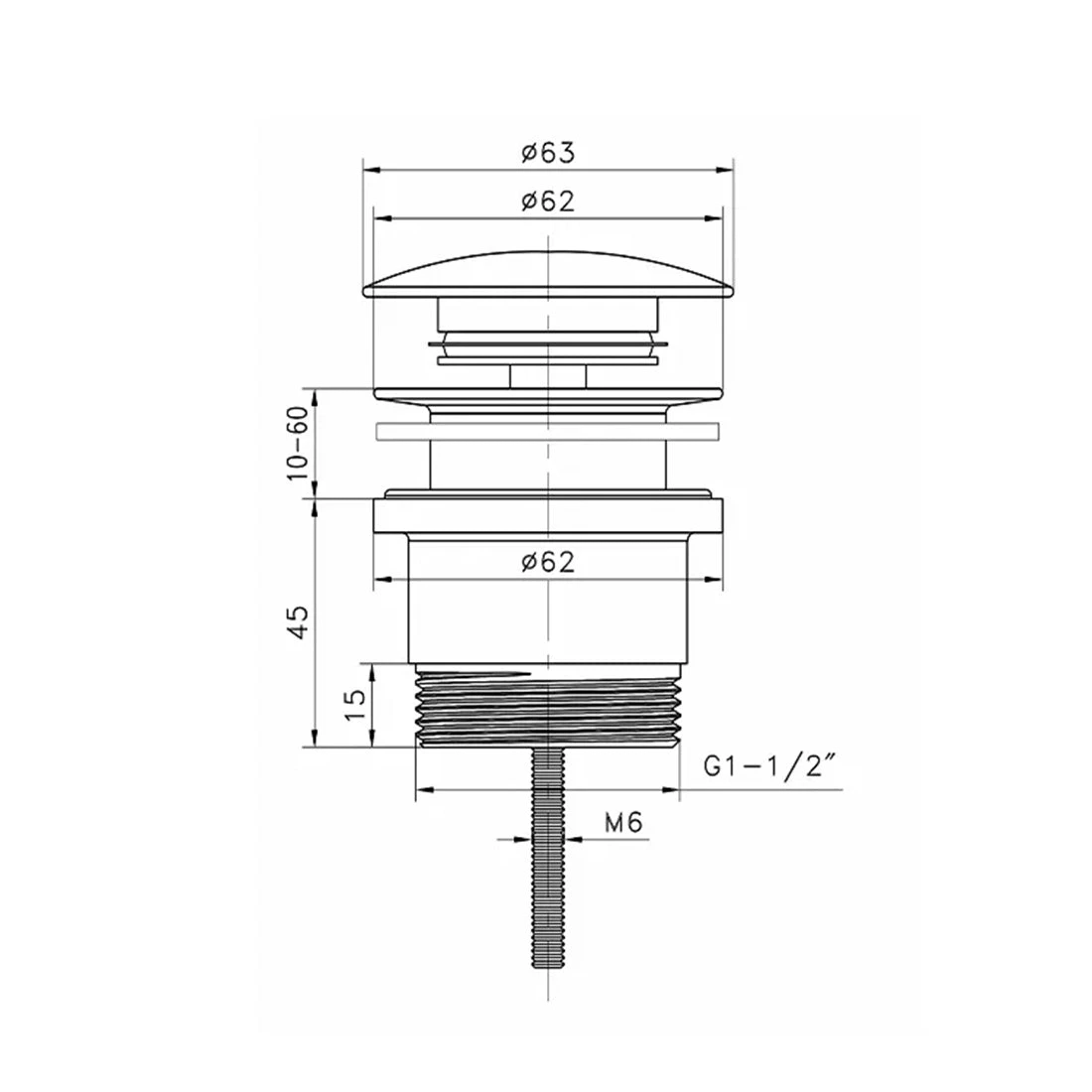 Otti Universal Mushroom Pop Up Waste 32mm Brushed Gold Otti Universal Mushroom Pop Up Waste 32mm Brushed Gold -Cook & Bathe M43BG spec web