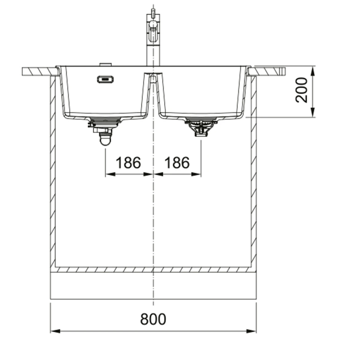 Franke Maris Granite Double Bowl Sink, 350-350mm Topmount, Matte Black Franke Maris Granite Double Bowl Sink, 350-350mm Topmount, Matte Black -Cook & Bathe MRG 620 35 35B PW spec