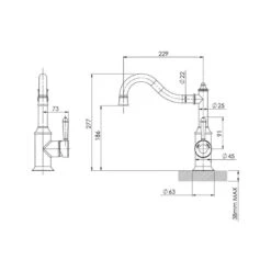 Phoenix Nostalgia Sink Mixer 220mm Shepherds Crook Chrome 1 Phoenix Nostalgia Sink Mixer 220mm Shepherds Crook Chrome -Cook & Bathe NS738 62 SpecSheet Web