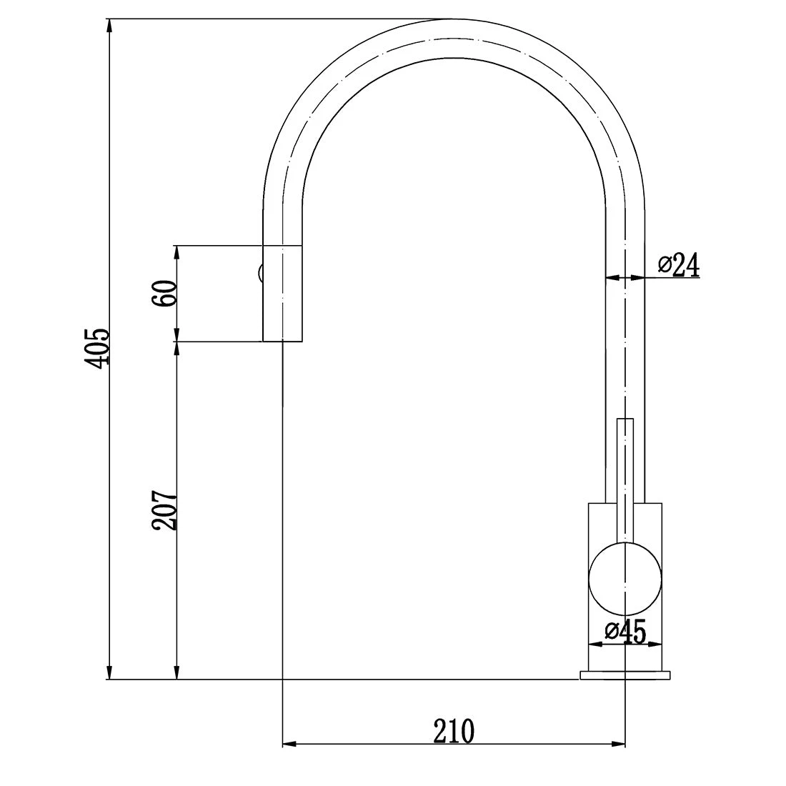 Cylindro Pull Out Sink Mixer Brushed Gold Cylindro Pull Out Sink Mixer Brushed Gold -Cook & Bathe PC1016SB bg spec web