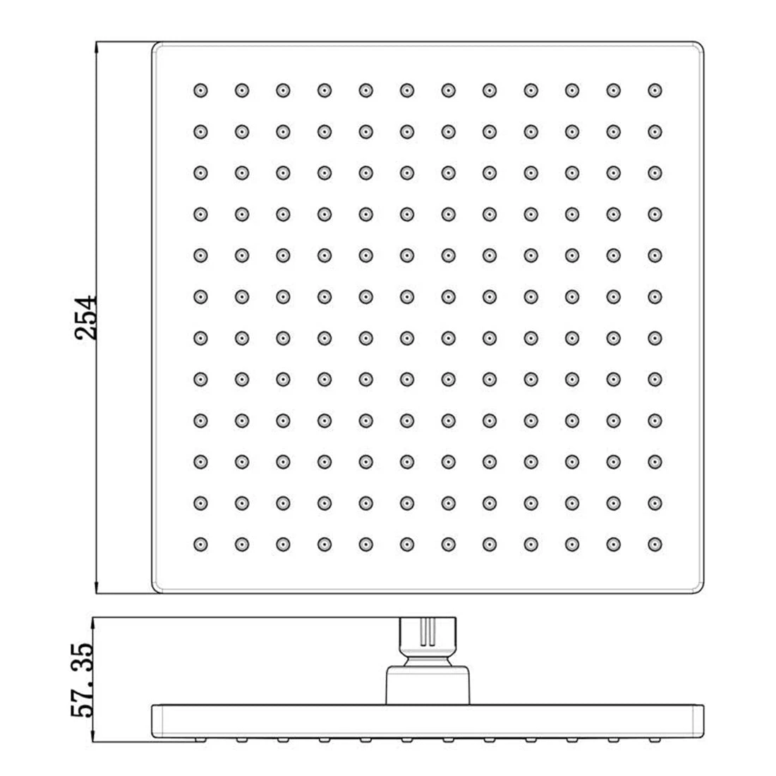 Cuadro Square Plastic Shower Head 250mm Matte Black Cuadro Square Plastic Shower Head 250mm Matte Black -Cook & Bathe PRP321001 spec web