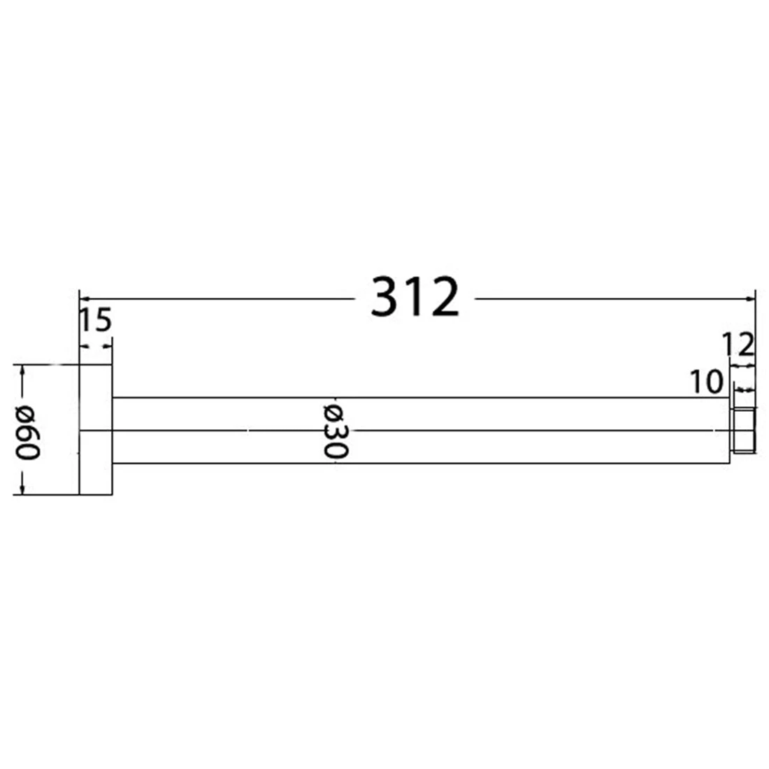 Cylindro Vertical Shower Arm Brushed Gold Cylindro Vertical Shower Arm Brushed Gold -Cook & Bathe PRY001 spec web 2