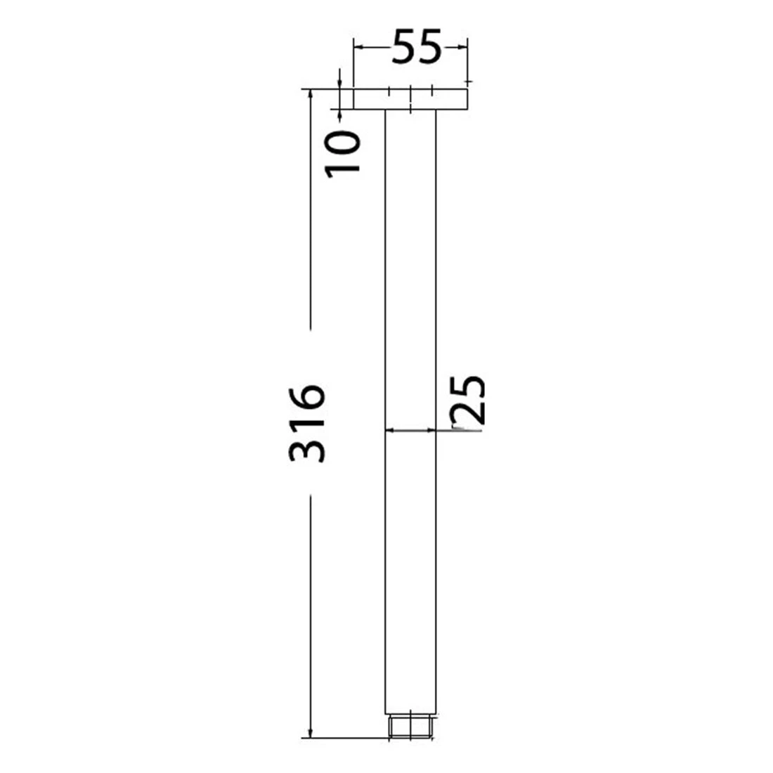 Cuadro Square Vertical Shower Arm 310mm Brushed Gold Cuadro Square Vertical Shower Arm 310mm Brushed Gold -Cook & Bathe PRY002 1
