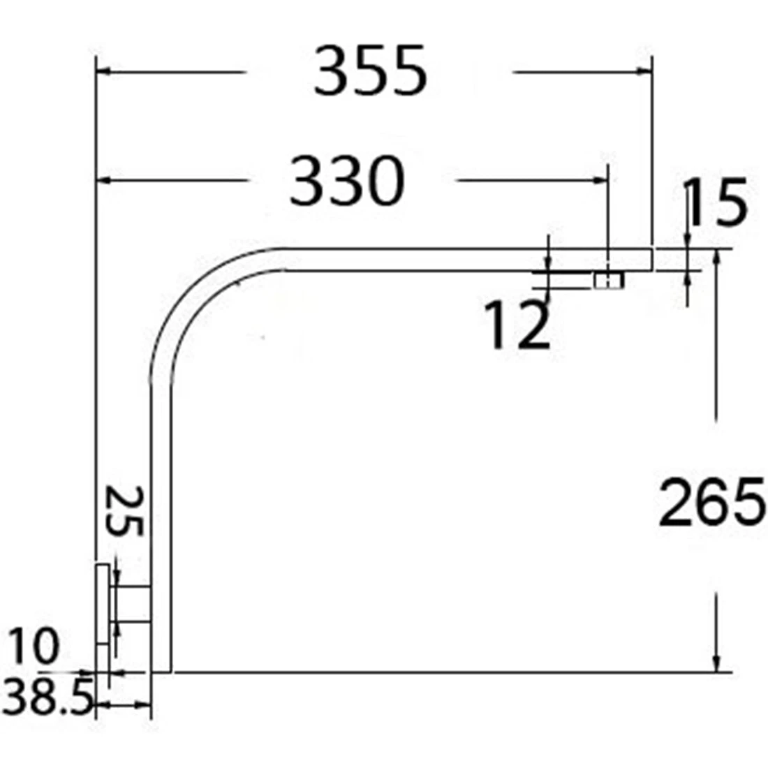 Cuadro Square Vertical L-Shape Shower Arm Chrome Cuadro Square Vertical L-Shape Shower Arm Chrome -Cook & Bathe PRY030 spec web