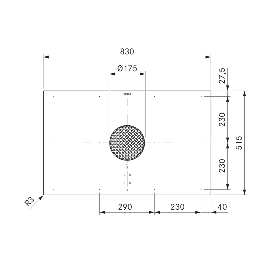 BORA X Pure Surface Induction Cooktop with Integrated Cooktop Extractor - Recirculation BORA X Pure Surface Induction Cooktop With Integrated Cooktop Extractor - Recirculation -Cook & Bathe PUXU2 spec2