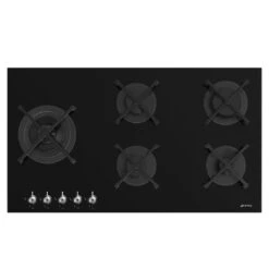 Smeg Classic 5 Burner Gas Cooktop Black Glass 90cm