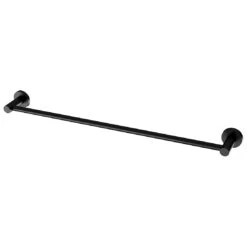 Phoenix Radii Single Towel Rail, 600mm, Round Plate, Matte Black