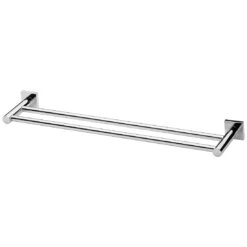 Phoenix Radii Double Towel Rail, 600mm, Square Plate, Chrome