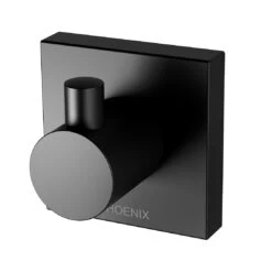 Phoenix Radii Robe Hook Square Plate Matte Black