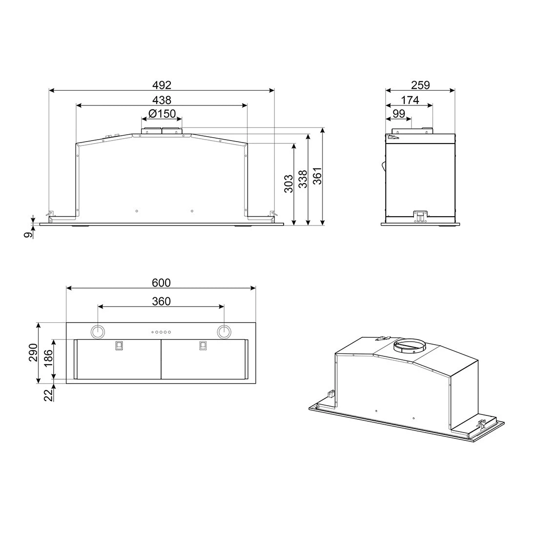 Smeg Integrated Rangehood 60cm Stainless Steel Smeg Integrated Rangehood 60cm Stainless Steel -Cook & Bathe SHU620X spec Web