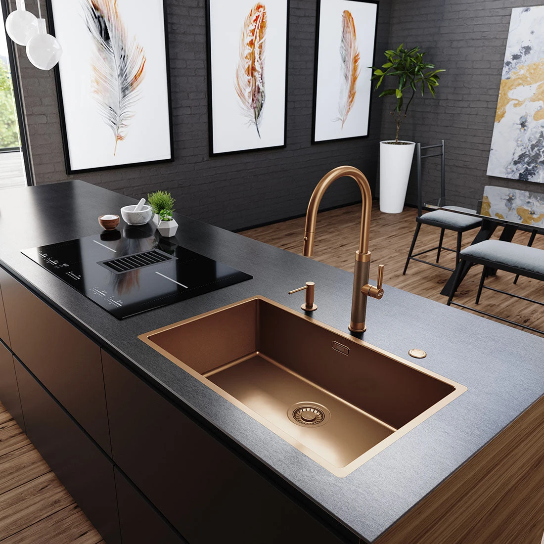 Franke Mythos Masterpiece Pull-Out Tap Copper Franke Mythos Masterpiece Pull-Out Tap Copper -Cook & Bathe TA6701CP lifestyle